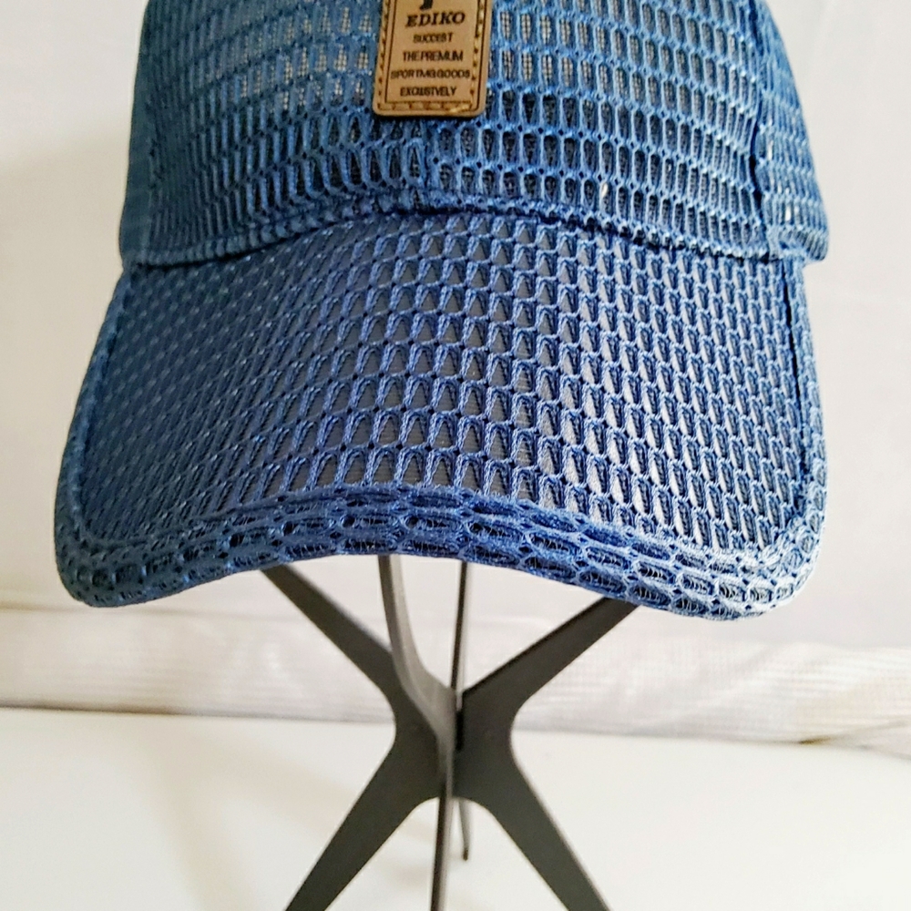 Navy Blue Base Ball Style Cap Breathable Mesh 100% Cotton EDIKO Logo on Front